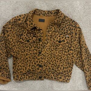 MOTHER Denim  Leopard Print JACKET(Large) & SKIRT (sz 32) -Festival Ready